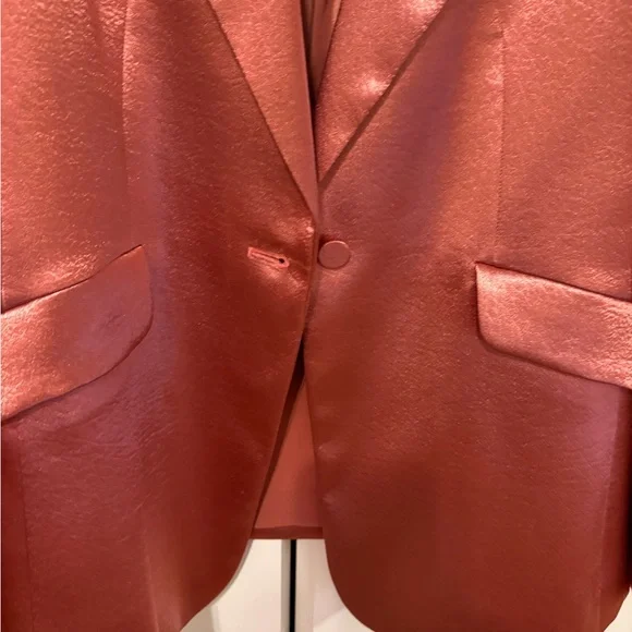 Cinq à Sept Satin Blazer in Rich Copper